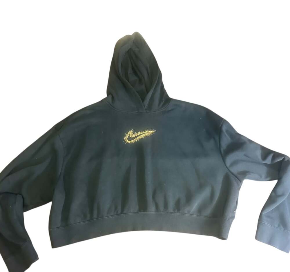 Nike Women's Cropped Hoodie with Gold and Silver Logo